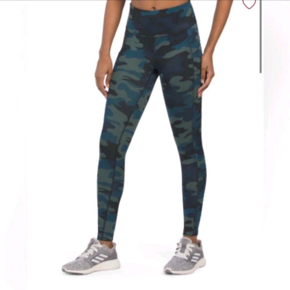 New Balance Blue & Green Camouflage Core Dry Running Leggings W Pockets